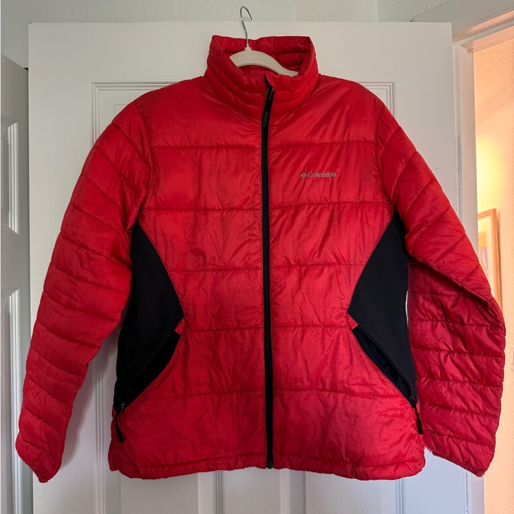 Columbia Red Puffer Jacket with Black Interior